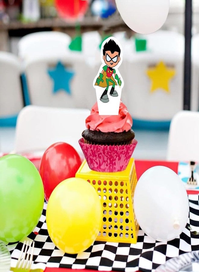 BNFUO 25Pcs Titans Cake Decorations with 24pcs Cupcake Toppers, 1pcs Big Cake Topper for Titans Birthday Party Supplies - Image 4