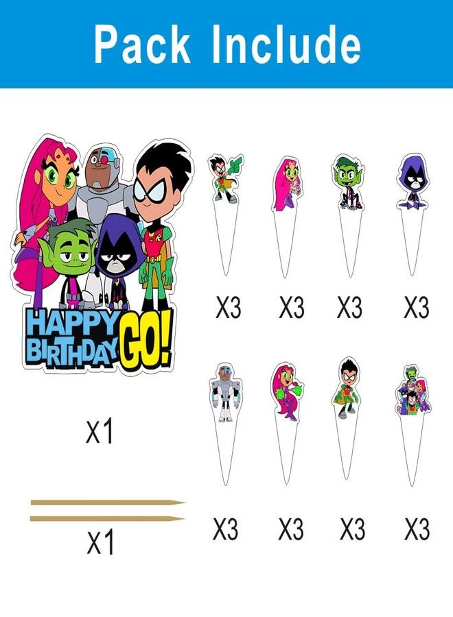BNFUO 25Pcs Titans Cake Decorations with 24pcs Cupcake Toppers, 1pcs Big Cake Topper for Titans Birthday Party Supplies - Image 2