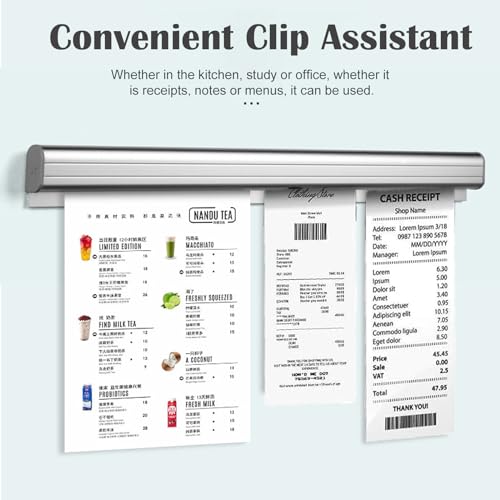 origreen 2 Pieces Ticket Holder Receipt Holder for Restaurant Refrigerator No Drill Restaurant Order Ticket Holder for Walls Home Kitchen Office Cafes Pubs Bars16 Inch Sliiver 2p - Image 3