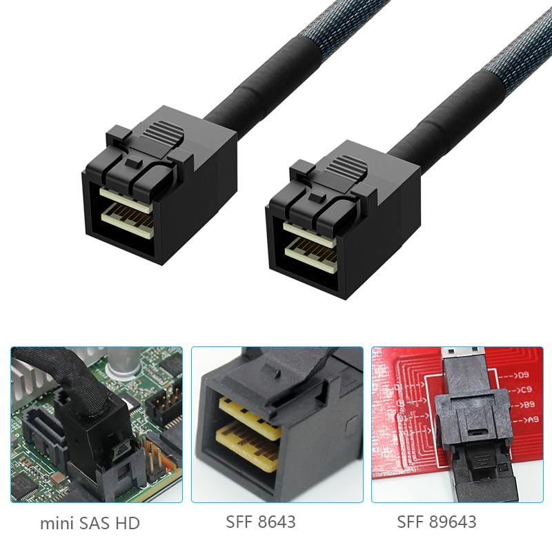 OIKWAN كابل OIKWAN الداخلي Mini SAS إلى SATA، SFF-8643 إلى SATA Forward Breakout متوافق مع وحدة تحكم RAID ومحرك الأقراص (3.3 قدم) - Image 3
