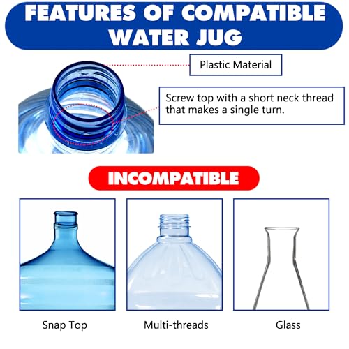 Calvana (6-Pack) Calvana 53mm Reusable Water Jug Caps, Lids for 3 and 5 Gallon Water Jug, Water Bottle Cover Screw Top, Compatible with American Maid Plastic Water Bottles and Jugs Ranging, PP Material, White - Image 5