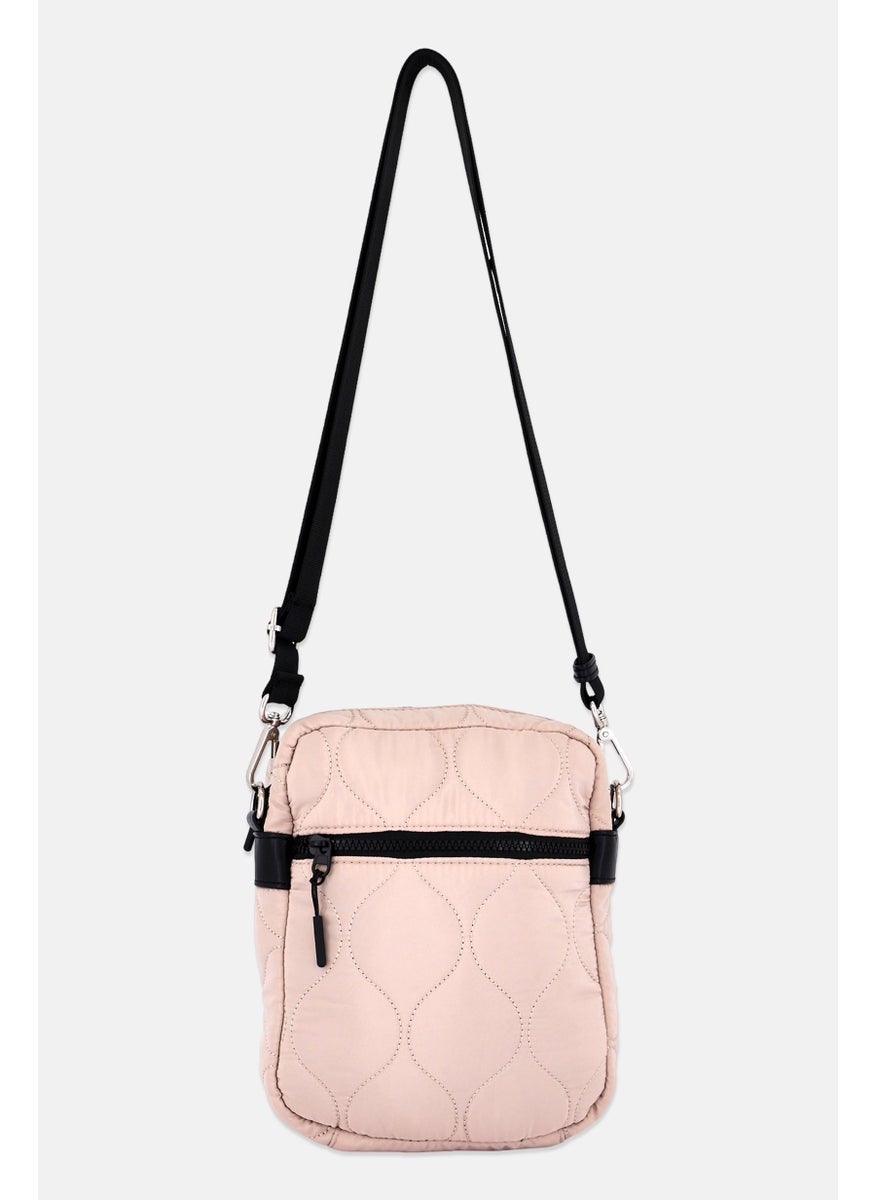 Danskin Women Quilted Cross Body Bag 25 H x 19 L x 6,5 W cm, Light Beige  - Image 1
