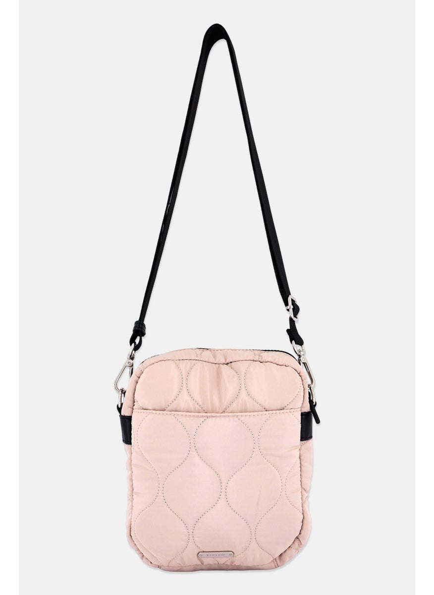Danskin Women Quilted Cross Body Bag 25 H x 19 L x 6,5 W cm, Light Beige  - Image 2