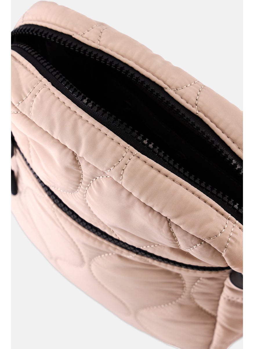 Danskin Women Quilted Cross Body Bag 25 H x 19 L x 6,5 W cm, Light Beige  - Image 3