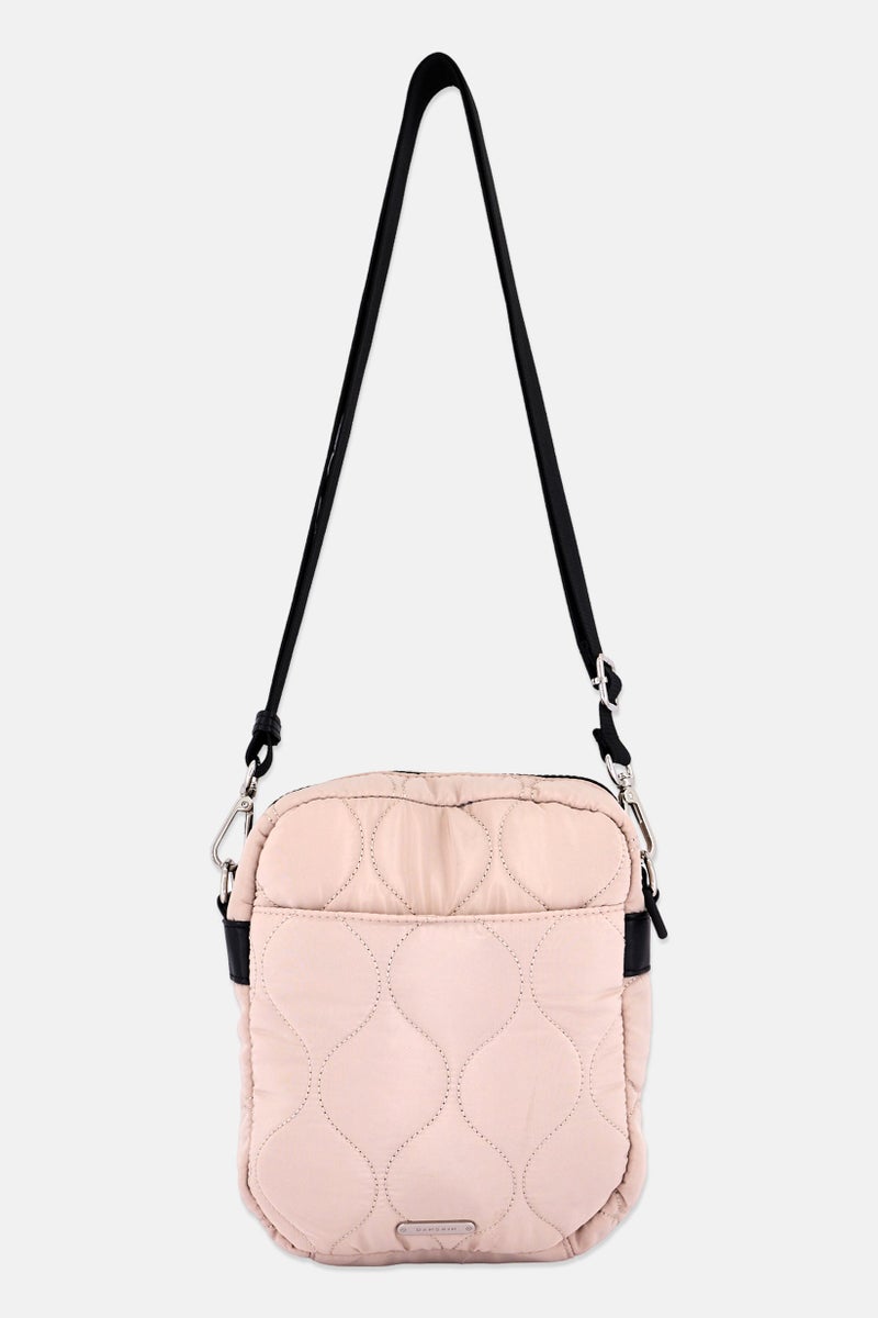 Danskin Women Quilted Cross Body Bag 25 H x 19 L x 6,5 W cm, Light Beige - Image 2