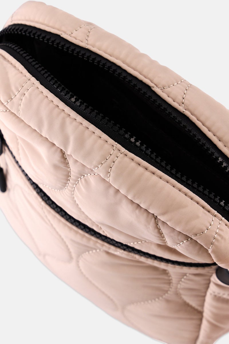 Danskin Women Quilted Cross Body Bag 25 H x 19 L x 6,5 W cm, Light Beige - Image 3