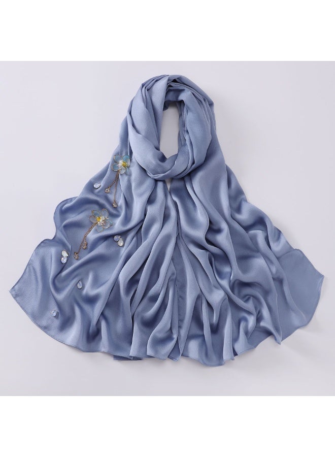Nariele New Chinese Lotus Satin Chiffon Handmade Flower Headscarf - Image 1