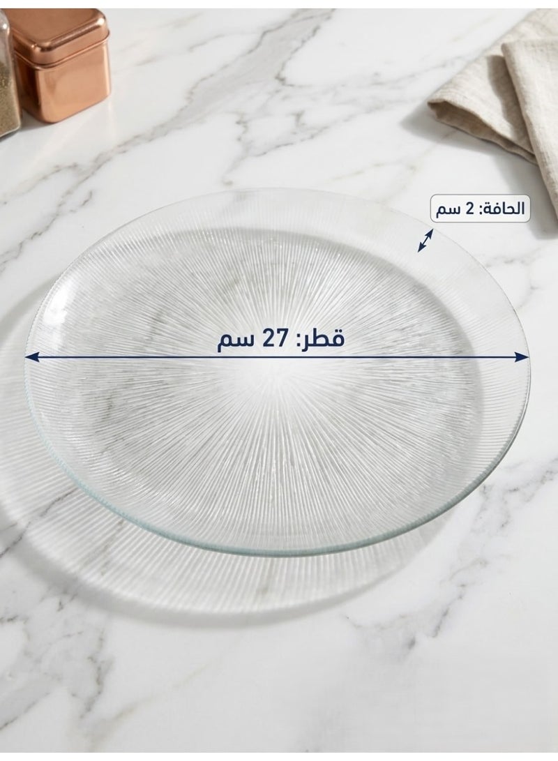 This 3-piece clear glass dinnerware set features a modern and elegant design. - Image 3