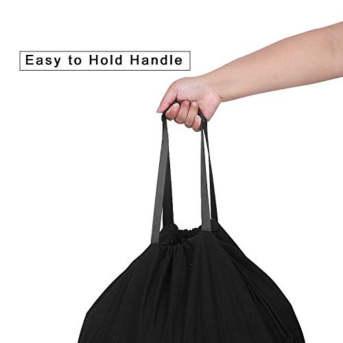 SANFERGE Heavy Duty Laundry Bag with Drawstring and Handle, Extra Large Travel Dirty Clothes Bag for Laundromat and Household, Durable Rip-Stop Laundry Hamper Liner, 28 x 40 Inch, Black - Image 3