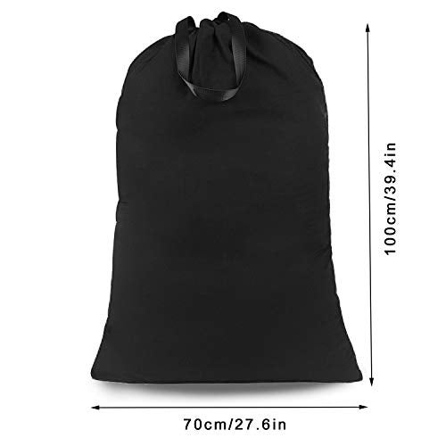 SANFERGE Heavy Duty Laundry Bag with Drawstring and Handle, Extra Large Travel Dirty Clothes Bag for Laundromat and Household, Durable Rip-Stop Laundry Hamper Liner, 28 x 40 Inch, Black - Image 2