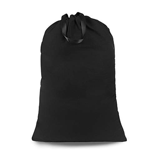 SANFERGE Heavy Duty Laundry Bag with Drawstring and Handle, Extra Large Travel Dirty Clothes Bag for Laundromat and Household, Durable Rip-Stop Laundry Hamper Liner, 28 x 40 Inch, Black - Image 1