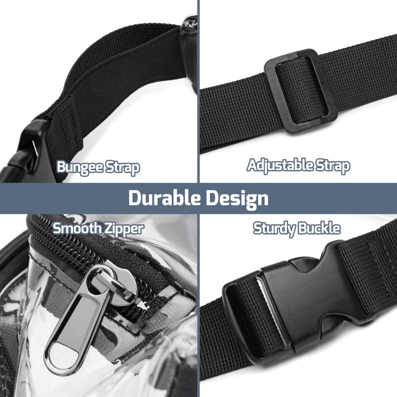 Veckle Clear Fanny Pack Stadium Approved - Clear Bag for Stadium Events Transparent Belt Bag for Women Men, Adjustable Waist Bag for Sports, Concerts, Black - Image 4