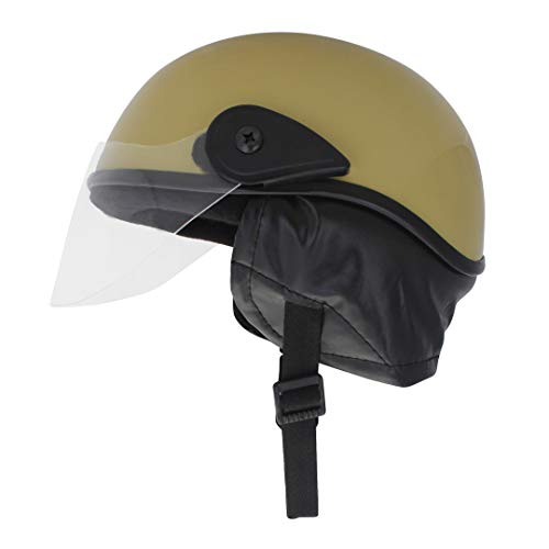 Western Era Half Helmet with Clear Visor for Men & Women ||Safety & Comfort|| Stylish Enhanced Design || (Large, Khakhi Glossy) - Image 1