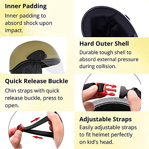 Western Era Half Helmet with Clear Visor for Men & Women ||Safety & Comfort|| Stylish Enhanced Design || (Large, Khakhi Glossy) - Image 4