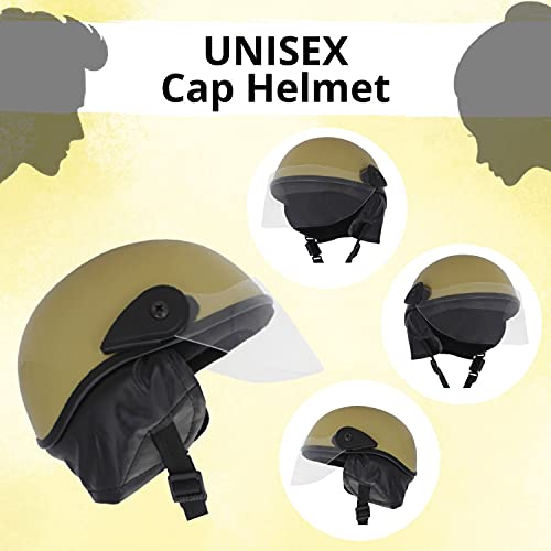 Western Era Half Helmet with Clear Visor for Men & Women ||Safety & Comfort|| Stylish Enhanced Design || (Large, Khakhi Glossy) - Image 3