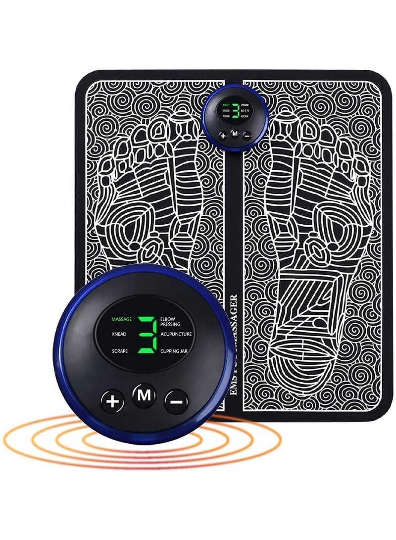 بساط تدليك القدمين الحيوي EMS، بساط تدليك كهربائي محمول قابل للطي مع 6 اوضاع و9 مستويات شدة، لتخفيف تصلب العضلات وتخفيف الام القدمين والساقين، قابل لاعادة الشحن بمنفذ USB - Image 1