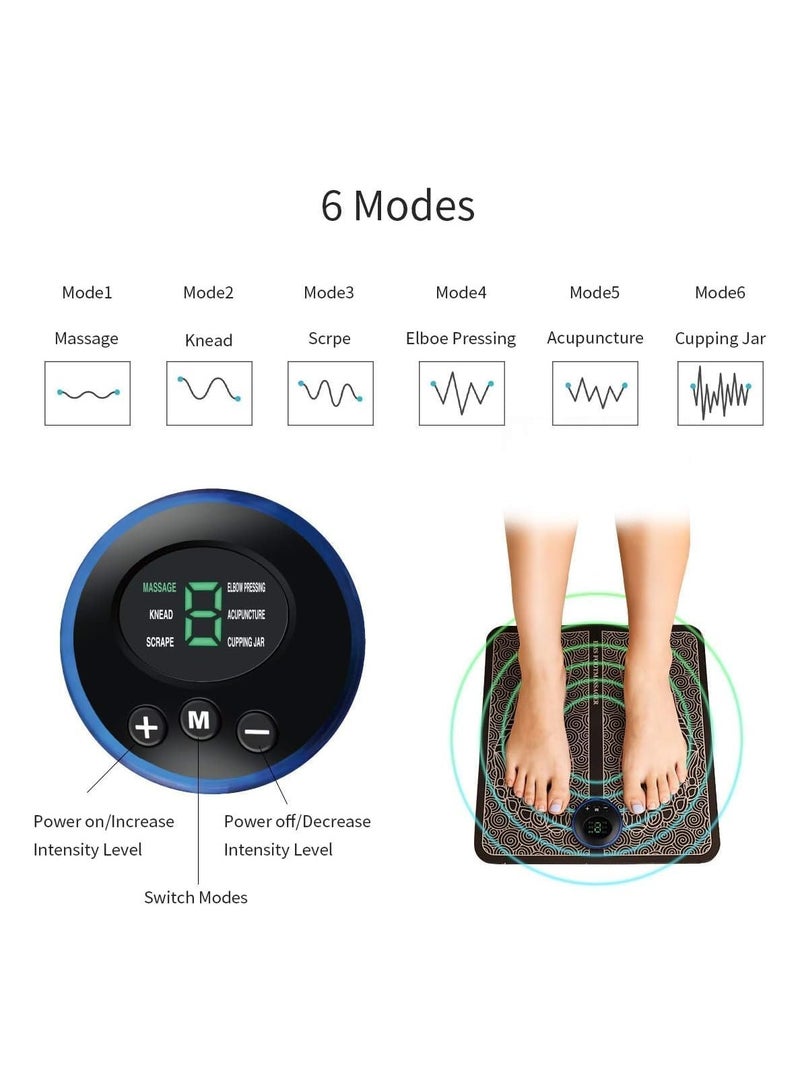 بساط تدليك القدمين الحيوي EMS، بساط تدليك كهربائي محمول قابل للطي مع 6 اوضاع و9 مستويات شدة، لتخفيف تصلب العضلات وتخفيف الام القدمين والساقين، قابل لاعادة الشحن بمنفذ USB - Image 3