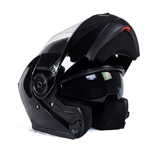 Milwaukee Helmets MPH9815DOT Breeze Gloss Black Advanced Motorcycle Modular Helmet Biker w Drop Down Visor Small - Image 1