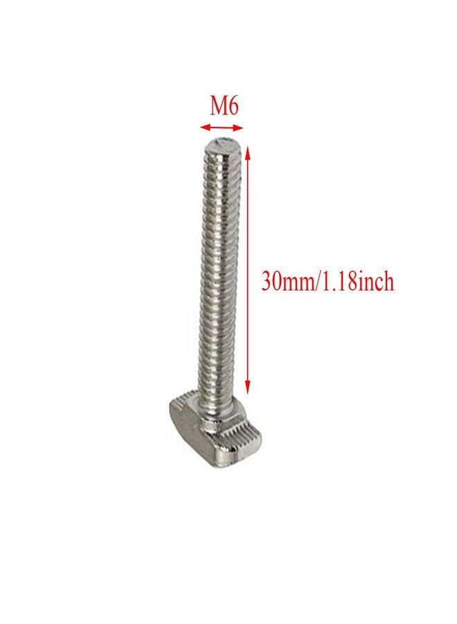 PZRT 8 Sets M6 x 30mm Hammer Head Bolt T Screw, M6 Hexagon Flange Nuts Set, Carbon Steel Nickel Plated for 3030 Series Standard 6mm T-Slot Aluminum Profile - Image 5