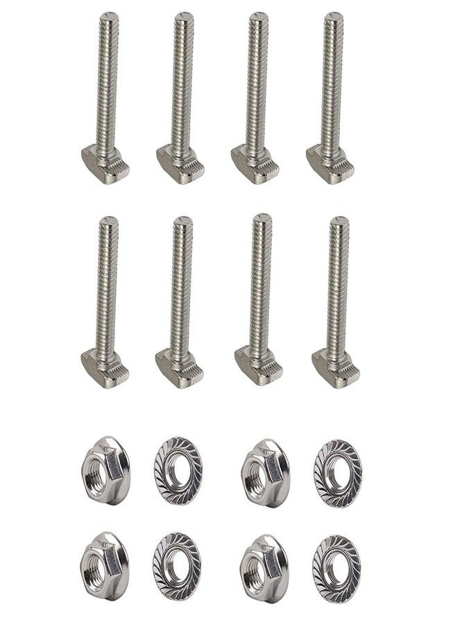 PZRT 8 Sets M6 x 30mm Hammer Head Bolt T Screw, M6 Hexagon Flange Nuts Set, Carbon Steel Nickel Plated for 3030 Series Standard 6mm T-Slot Aluminum Profile - Image 1