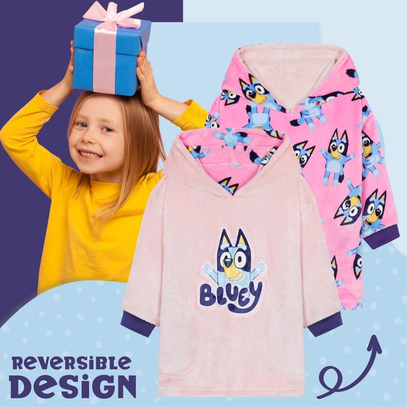بلوي Hoodie Bluey بطانية للأطفال دافئ دافئ هدايا فتيات بطانية يمكن ارتداؤ - Image 2