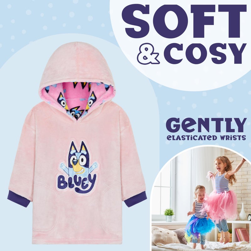 بلوي Hoodie Bluey بطانية للأطفال دافئ دافئ هدايا فتيات بطانية يمكن ارتداؤ - Image 3