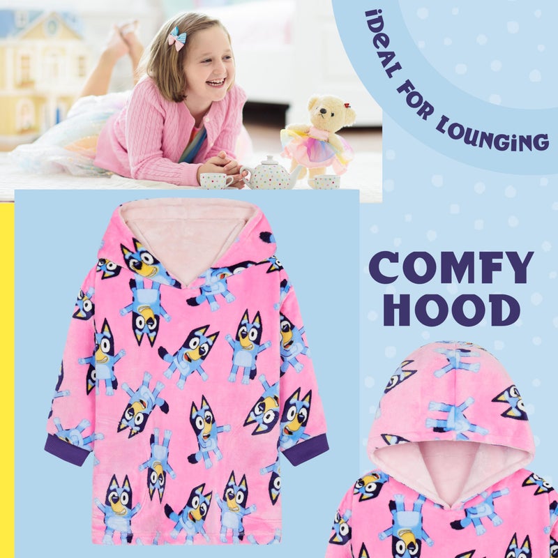 بلوي Hoodie Bluey بطانية للأطفال دافئ دافئ هدايا فتيات بطانية يمكن ارتداؤ - Image 4