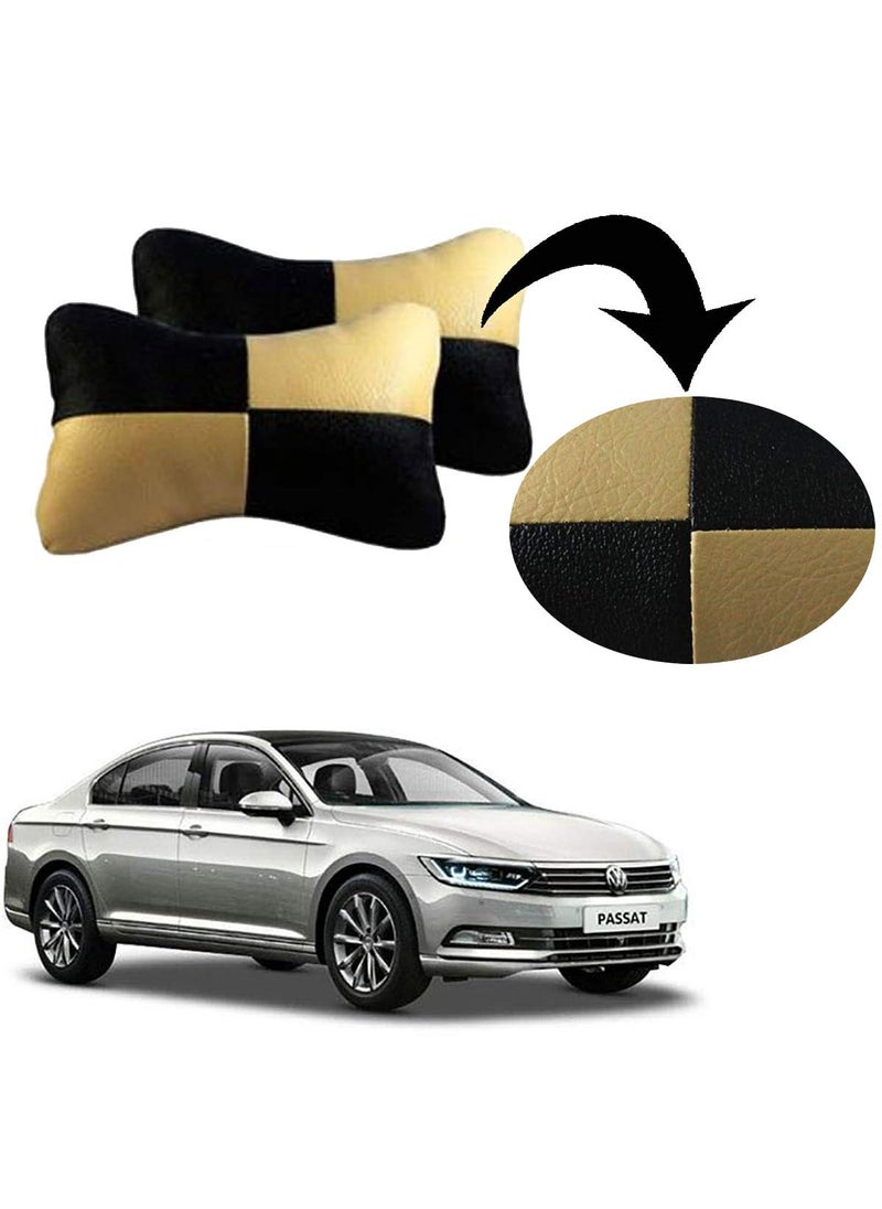 Adroitz AdroitZ Beige Check Design Car Neck Rest Cushion with Adjustable Straps_1651  - Image 1