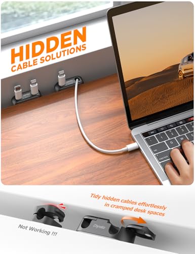 Chfeila Magnetic Cable Clips - Chfeila 4Pack [Dual Slot] [360°Rotating & Twist-Lock] Cord Management, Adhesive Phone Charging Keeper, Wire Organizer Holder for Nightstand, Home Office Desk Accessories Decor - Image 3