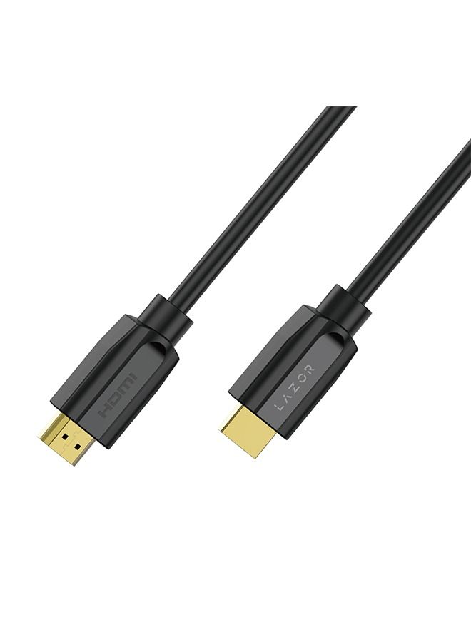 Lazor HDMI Cable 2.0 24K Gold-Plated Connectors  4K 50/60Hz Ultra HD 3D 4k HDMI Cord Braided HD12 Black- 3m - Image 2
