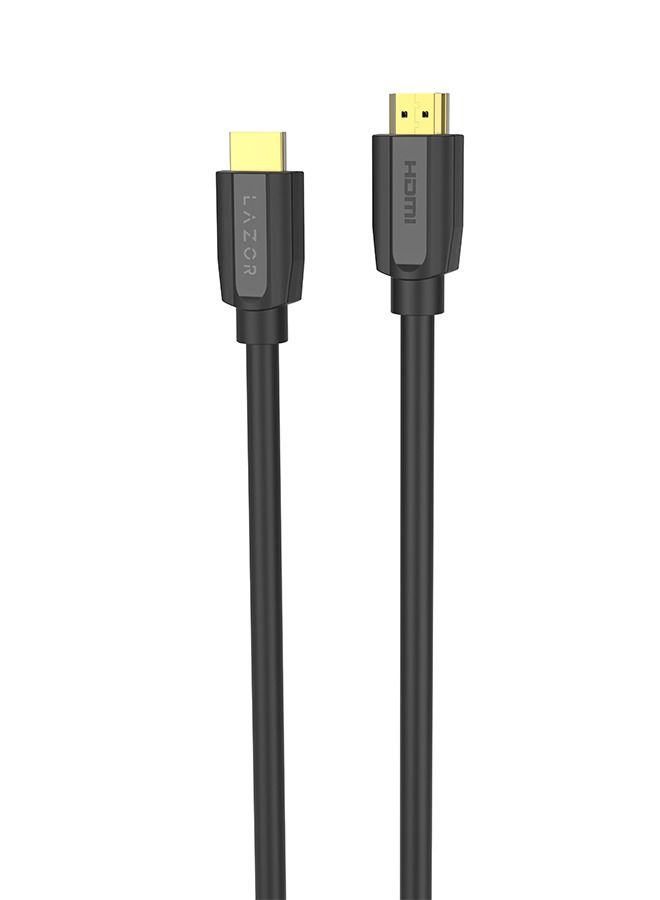 Lazor HDMI Cable 2.0 24K Gold-Plated Connectors  4K 50/60Hz Ultra HD 3D 4k HDMI Cord Braided HD12 Black- 3m - Image 3