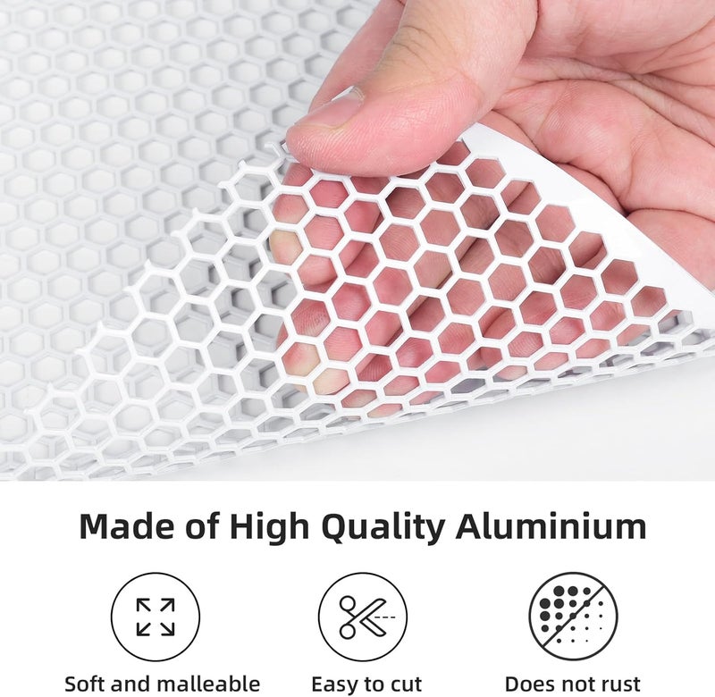 AggAuto Universal 40"x13" Car Grill Mesh - Aluminum Alloy Automotive Grille Insert Bumper Honeycomb Hole 6mm Spacing 1mm, One of the Most Multifunctional Shape Grids 100x33cm White - Image 4
