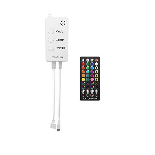 protium Polycarbonate Smart LED Dimming RGB Music Controller Compatible With Alexa And Google With Built-In Mic And IR Remote, Multicolour - Image 1