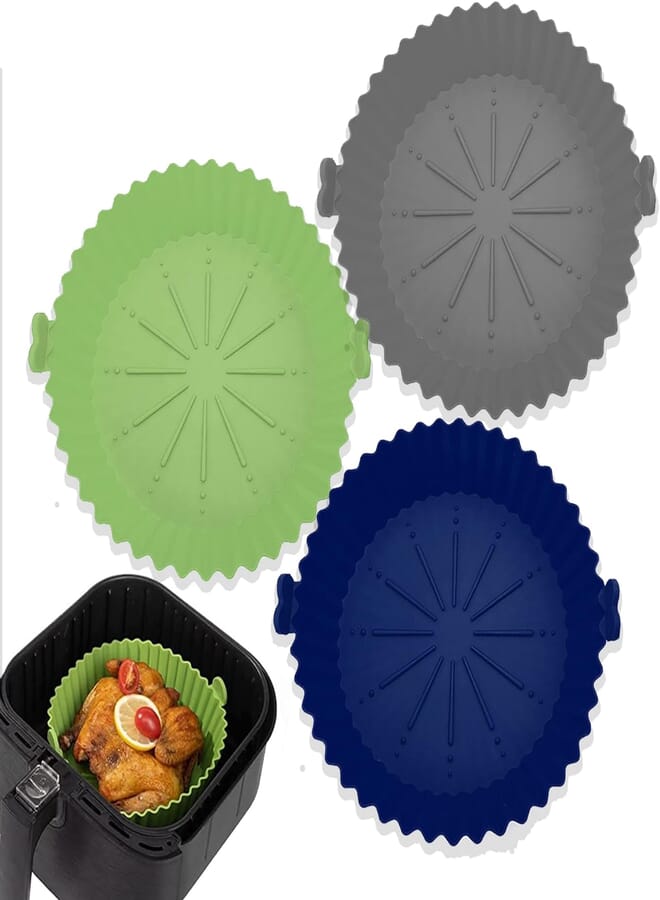 Generic 3 Pack Air Fryer Silicone Liners, 7inch Reusable Air Fryer Basket, Air Fryer Silicone Pot, Baking Accessories Replacement of Flammable Parchment Liner Paper Food Safe Easy Cleaning Round 