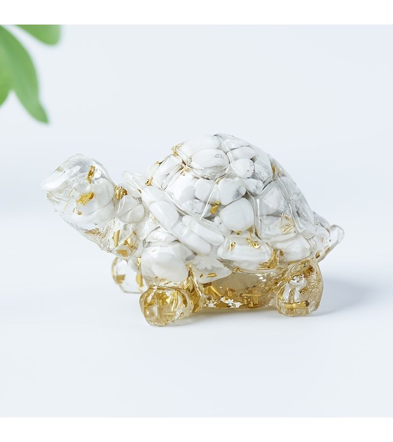Natural Quartz Turtle 1pc Resin Wrapped Gravel Desktop Home Decor Gift Watermelon Crystal Golden Foil - Image 5