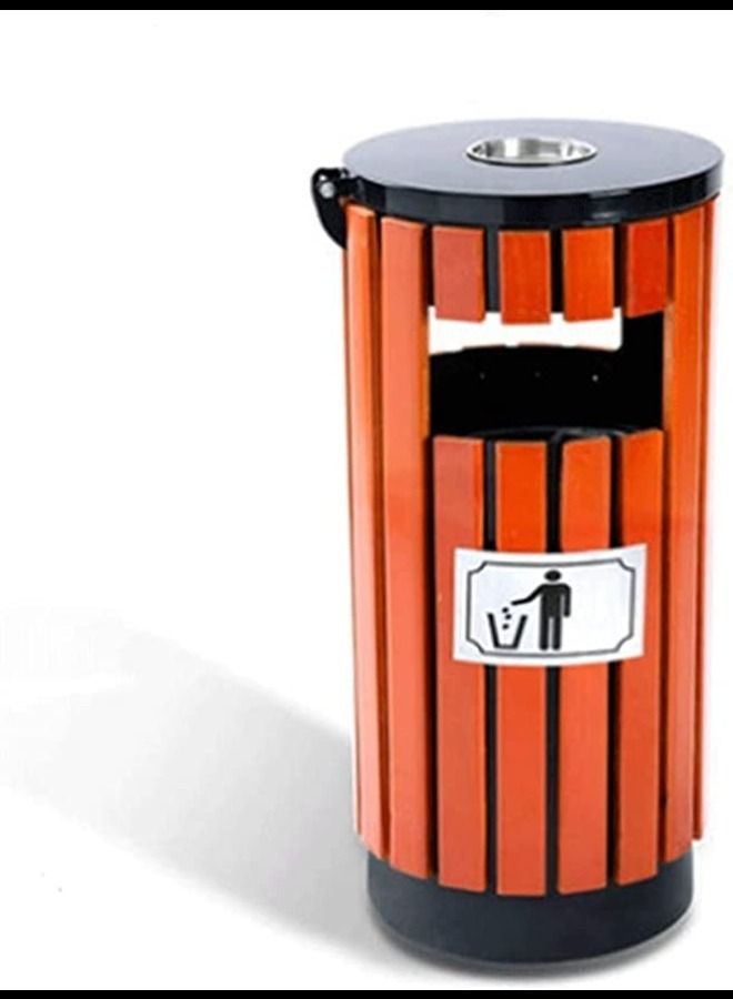 ABBASALI trashcan Round Metal in/Outdoor Dustbins Paper Storage Bins Large Wood with Ashtray Peel Bucket Waste Recycling Compost Bins Gallon - Image 1