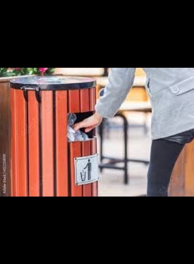 ABBASALI trashcan Round Metal in/Outdoor Dustbins Paper Storage Bins Large Wood with Ashtray Peel Bucket Waste Recycling Compost Bins Gallon - Image 2