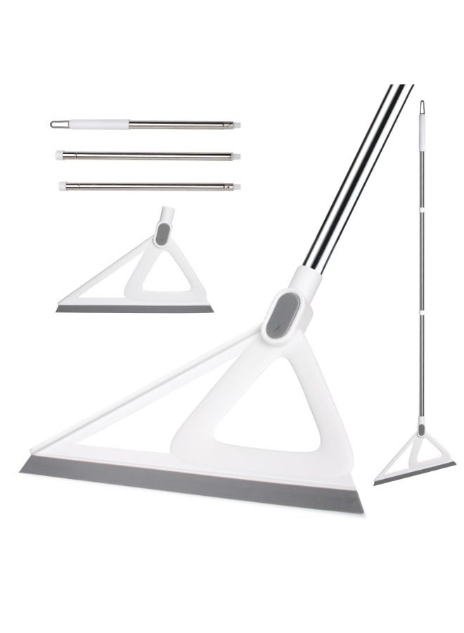 ممسحة تنظيف زجاج النوافذ، مكنسة سحرية متعددة الوظائف، مكنسة سيليكون بمقبض طويل قابل للتعديل، مكنسة كنس وكشط 2 في 1 لتنظيف الأرضيات المنزلية، مناسبة لتنظيف بقع الماء والشعر والغبار - Image 1