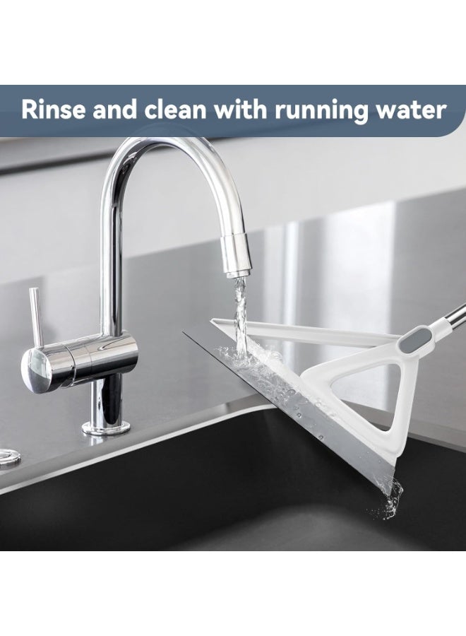 ممسحة تنظيف زجاج النوافذ، مكنسة سحرية متعددة الوظائف، مكنسة سيليكون بمقبض طويل قابل للتعديل، مكنسة كنس وكشط 2 في 1 لتنظيف الأرضيات المنزلية، مناسبة لتنظيف بقع الماء والشعر والغبار - Image 2