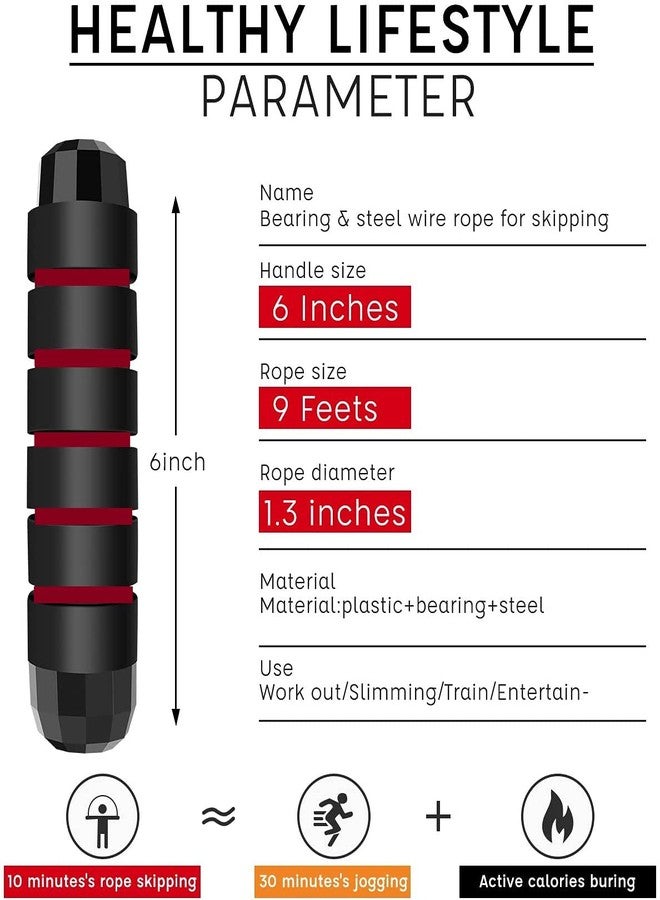 LAFILLETTE Tangle-Free Ball Bearing Adjustable Memory Foam Anti Skid Handle Skipping Rope (Red) - Image 2