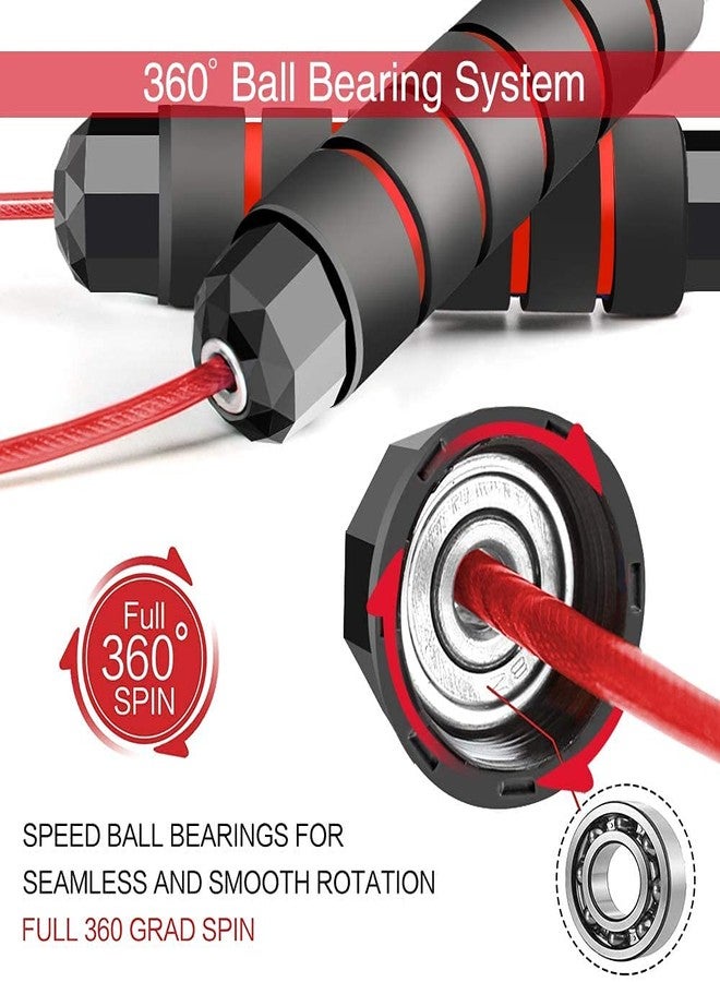 LAFILLETTE Tangle-Free Ball Bearing Adjustable Memory Foam Anti Skid Handle Skipping Rope (Red) - Image 4