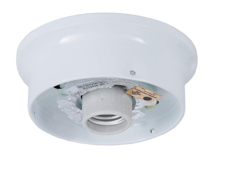 B&P Lamp مصباح BP 4 بوصة مع قاعدة سلكية مثبت على السقف باللون الأبيض