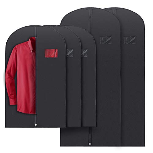 PLX Black Garment Bags for Hanging Clothes, Men Suit Bag for Travel and Clothing Storage of Women Dresses, Shirts, Fur Coats, Dance Costumes Suit Cover - Closet Storage Long Garment Bags w/Zipper - Image 1