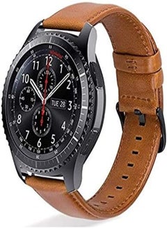 Bikson Genuine Handmade Leather Band with Black Buckle for Fossil Watches 22mm Smart Watch Elite Strap - Light Bright Brown 