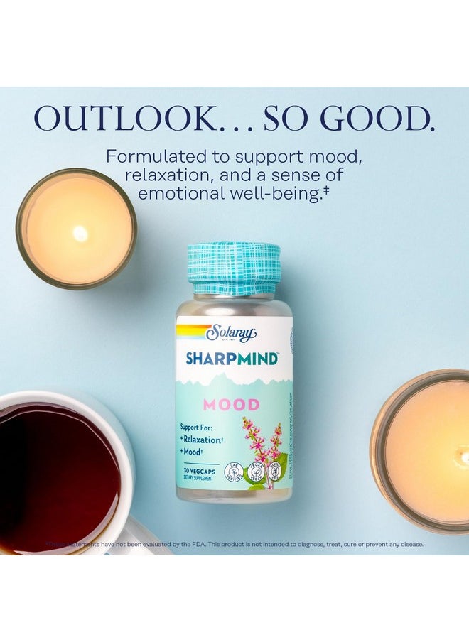 Solaray SOLARAY SharpMind Mood Support Supplement, Nootropic for Relaxation and Stress Relief, Zembrin, Holy Basil, Lithium 5mg, Organic Reishi Mushroom, 60 Day Guarantee, 30 Servings, 30 VegCaps  - Image 3