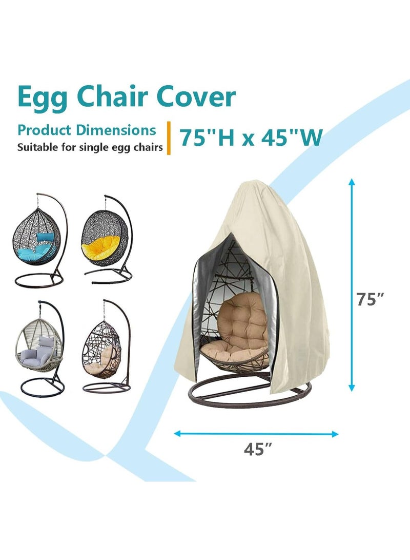 إيونتو غطاء كرسي معلق متين مقاوم للماء 190×115 سم - قماش أكسفورد 420D مقاوم للأشعة فوق البنفسجية والغبار وواقي كرسي الأرجوحة الخارجي وكرسي البيض، أغطية الفناء والحديقة والخوص والكراسي - Image 2