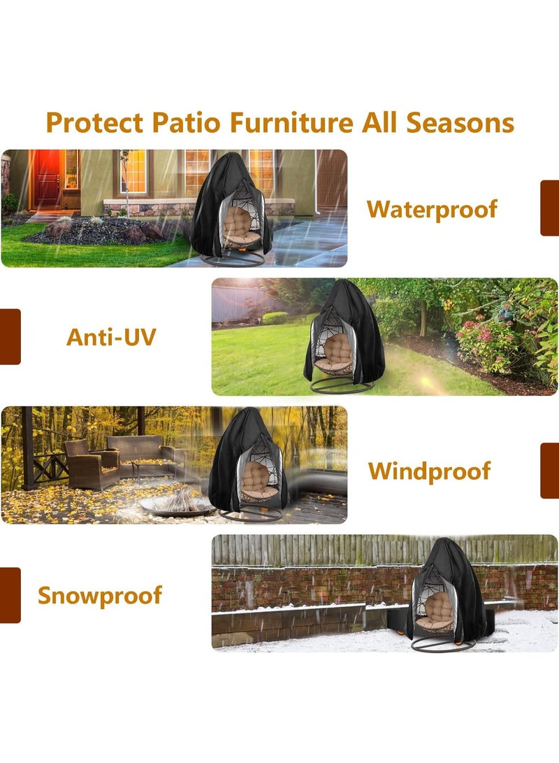 إيونتو غطاء كرسي معلق متين مقاوم للماء 190×115 سم - قماش أكسفورد 420D مقاوم للأشعة فوق البنفسجية والغبار وواقي كرسي الأرجوحة الخارجي وكرسي البيض، أغطية الفناء والحديقة والخوص والكراسي - Image 5