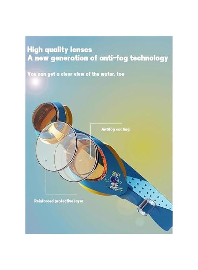 هوكور قبعة سباحة ونظارات من لوك روزي للاطفال والصغار، قبعة سباحة من السيليكون عالي المرونة ومقاومة للماء مع مجموعة نظارات مضادة للضباب للاطفال والاولاد والبنات من سن 3-12 سنة، بتصميم كرتوني لطيف جميل - Image 2