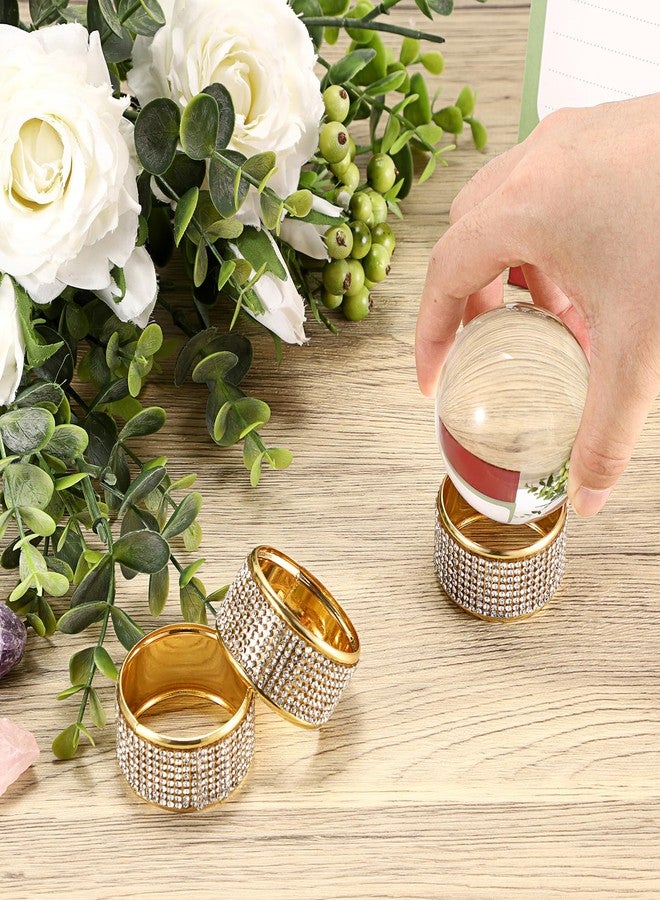 JUXYES 3 Pack Crystal Ball Stand Sphere Holder Display Stand with Bling Rhinestone Decor, Gold Metal Round Display Easel Stand Ring for Crystal Balls, Baseball, Tennis Ball, Gemstones, Collections - Image 4