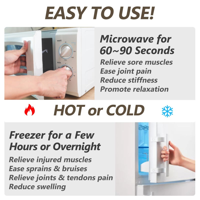 RelaxCoo وسادة تسخين ميكروويف RelaxCoo بغطاء قابل للغسل 7 * 16 بوصة وسادة حرارة رطبة قابلة للتسخين للرقبة والكتف، التقلصات، تخفيف آلام الظهر، كمادات دافئة كيس أرز وفول ساخن للعضلات والمفاصل، لافندر - Image 5